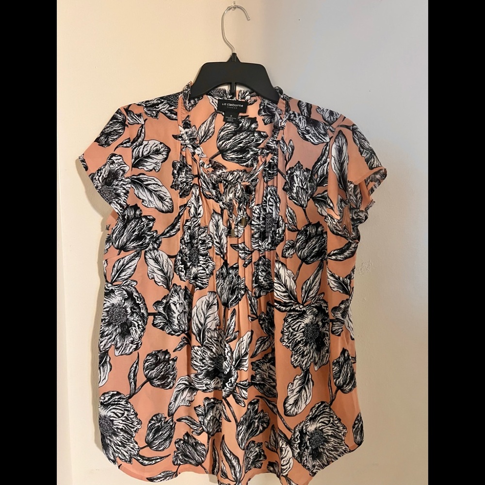 Beige flower patterned blouse 
Liz Claiborne (career line)